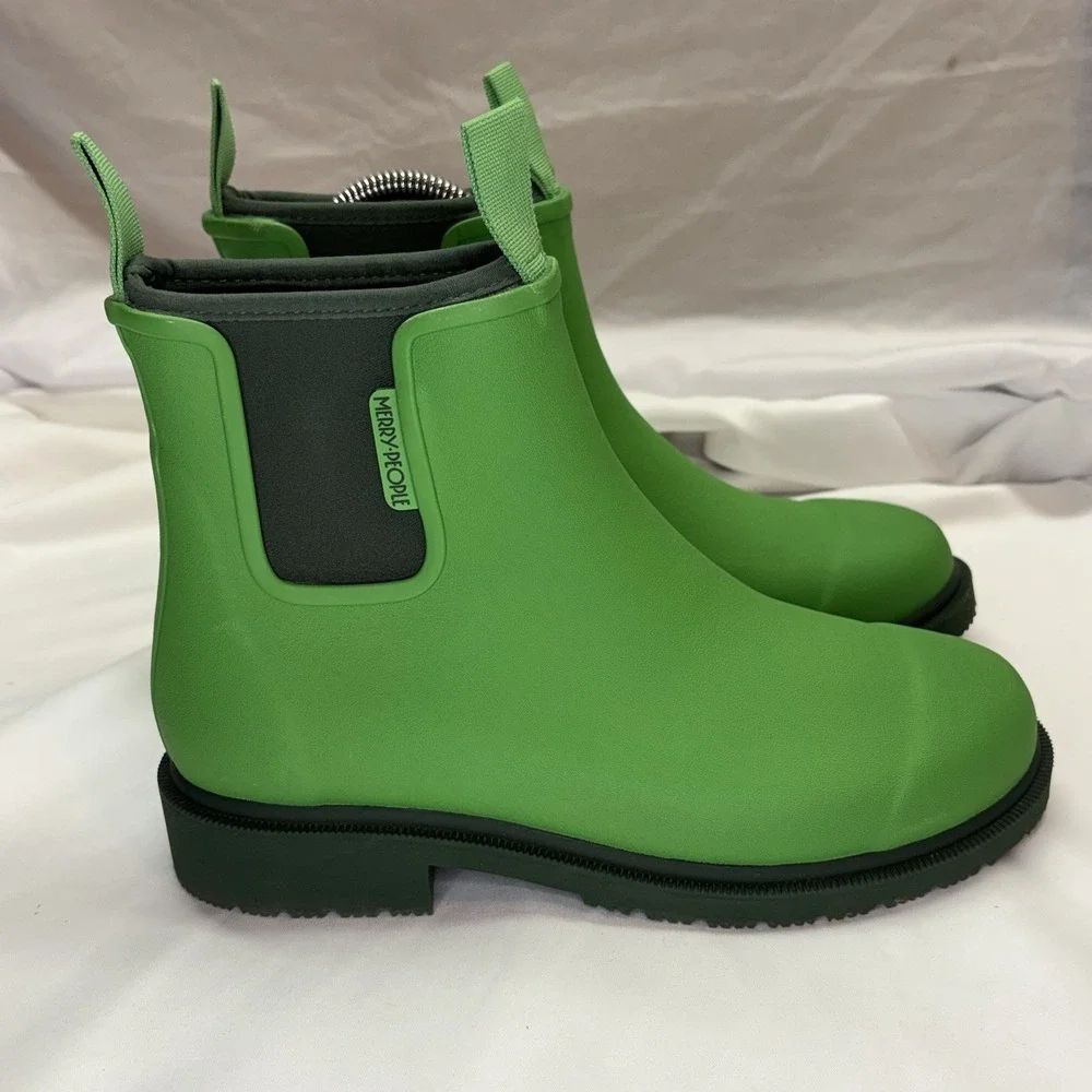 Merry People Bobbi Ankle Rain Boots Women's 8 EU 38 Grasshopper Green Wellington